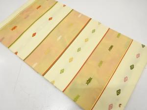 未使用品　横段に抽象模様織り出し　名古屋帯